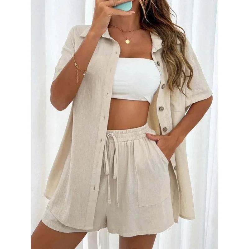 LCSKEREAL Women's Casual Cotton Linen Two-Piece Summer Set - Buy Center US