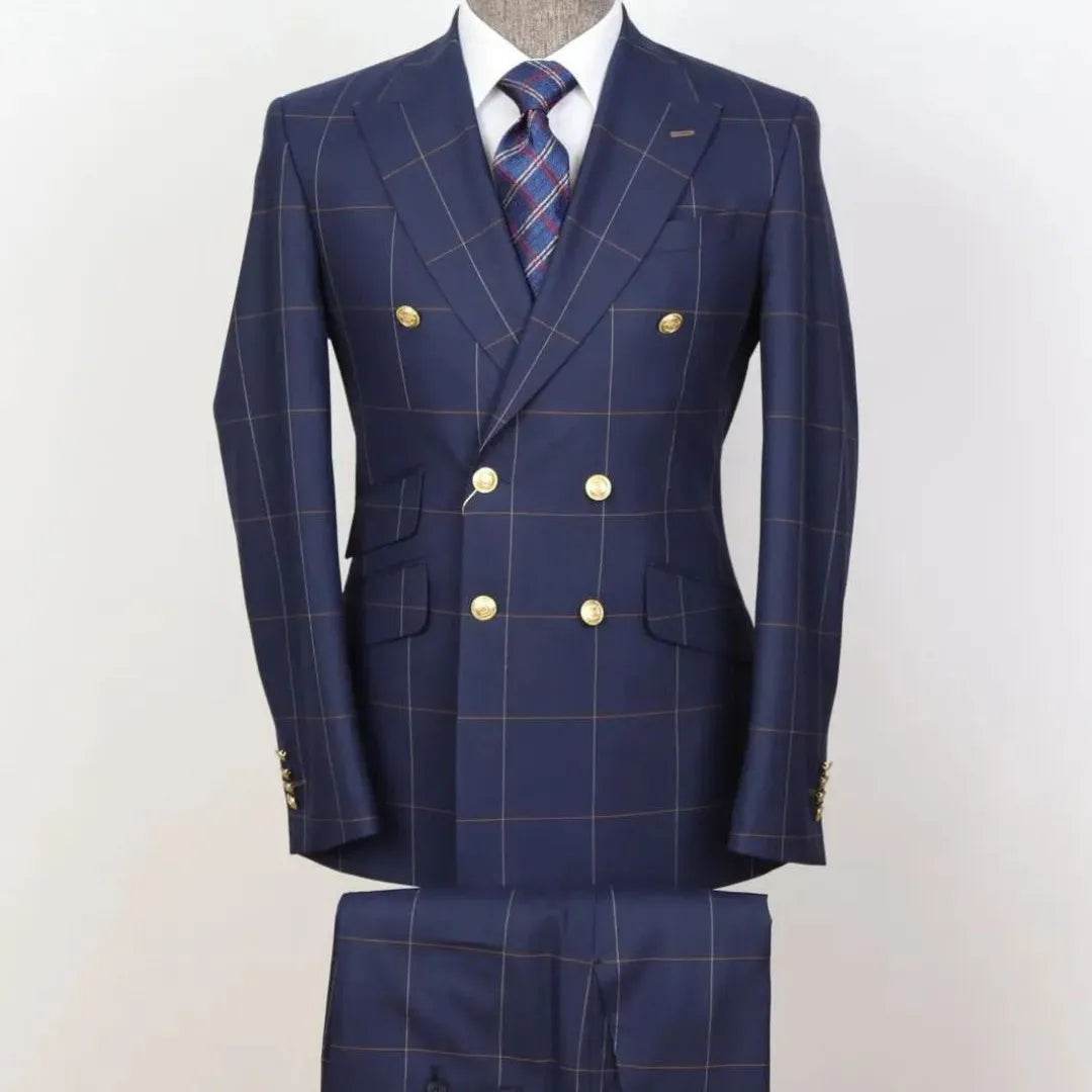 NCDIMS Tailor-Made Men’s Suit - 2 Piece Blazer & Pant with Gold Buttons - Buy Center US
