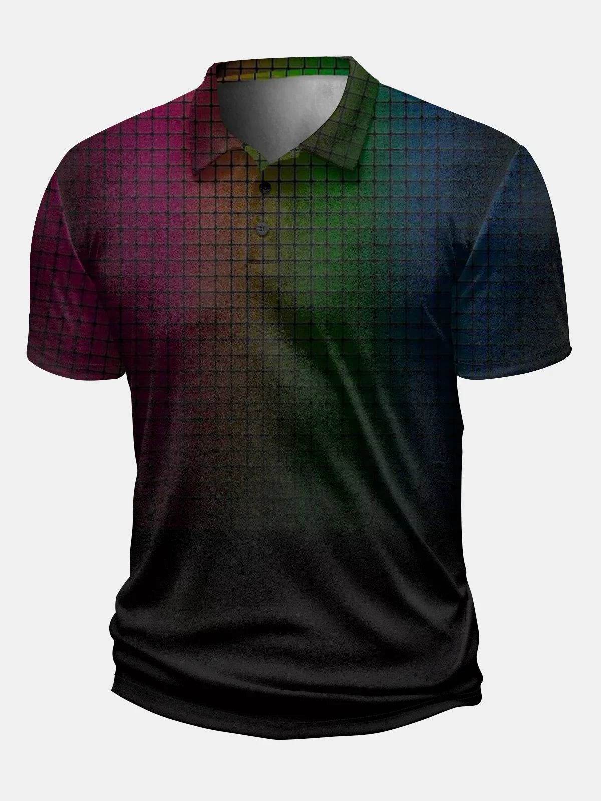 2025 Men's Casual Polo Shirt - 3D Gradient Stripe Print for Everyday Wear - Buy Center US
