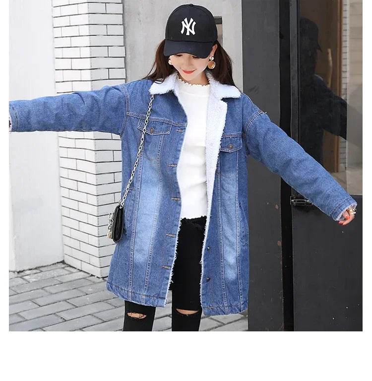 Kalenmos Women’s Denim Coat - Mid-Length Casual Maxi Jacket - Buy Center US