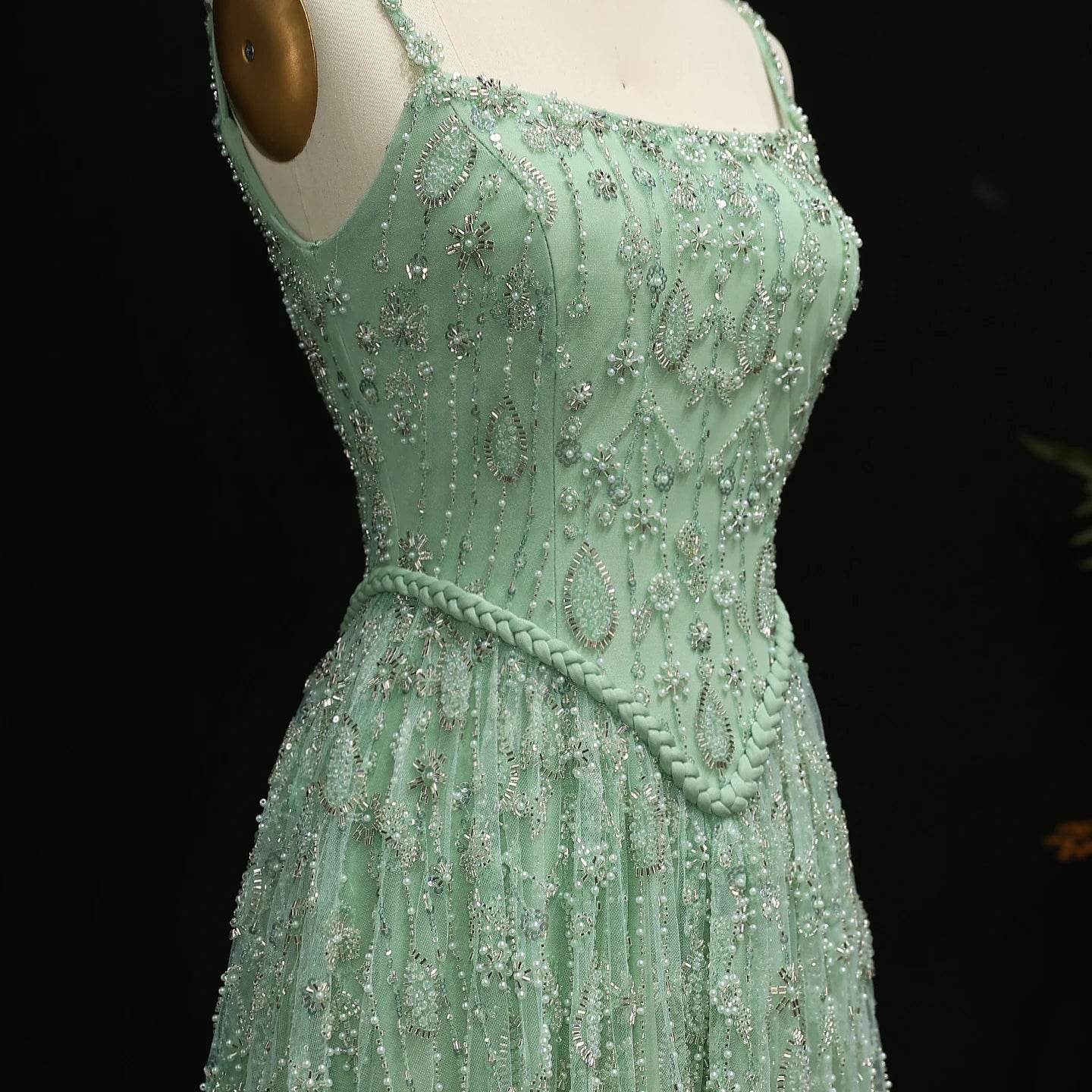 Sharon Said Sage Green Evening Dress - Elegant Spaghetti Strap Style - Buy Center US