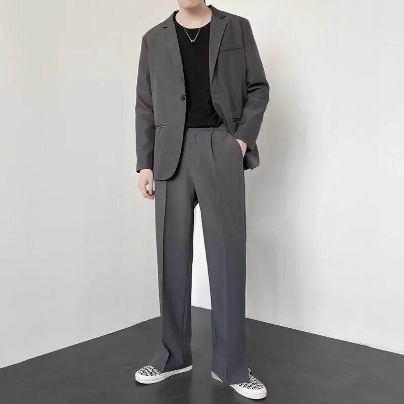 Men's Casual Straight Baggy Pants - Fashionable Midweight Trousers - Buy Center US