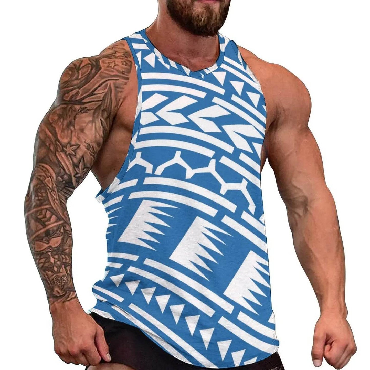 Samoan Men's Beach Vest - Polynesian Design for Summer Travel - Buy Center US