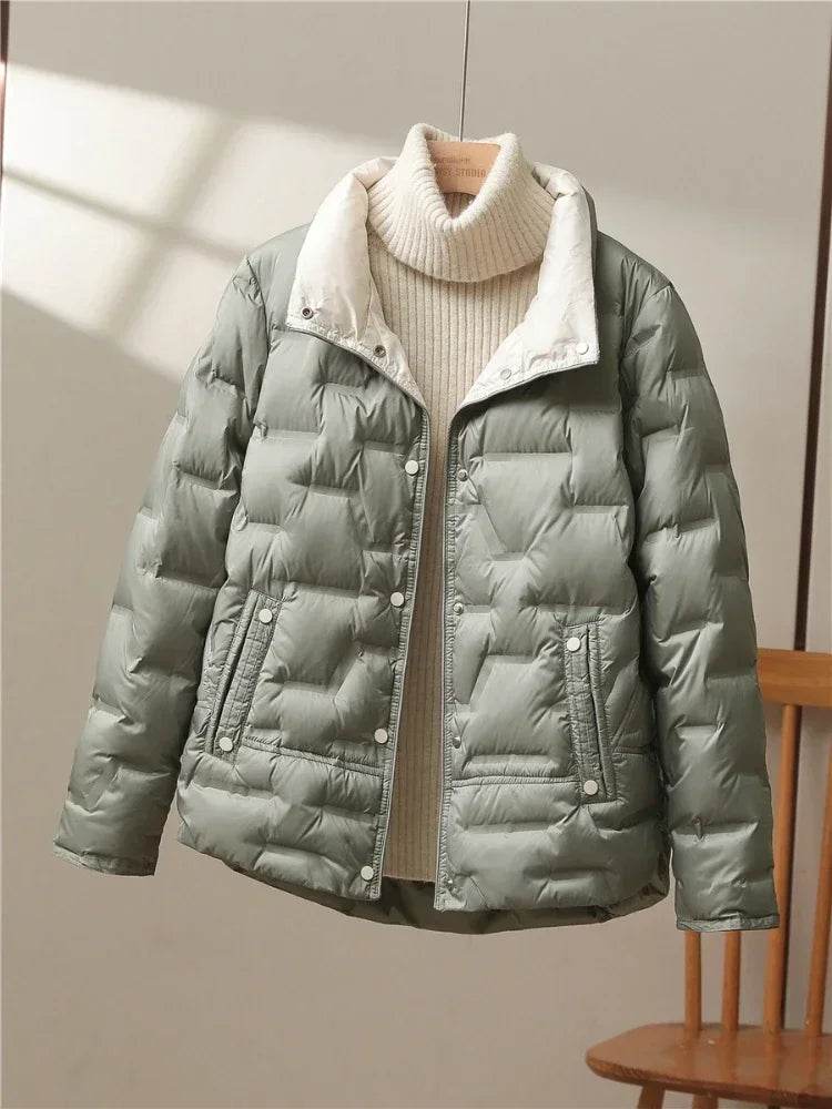 Women’s Casual Light Puffer Parka - Thick White Duck Down Coat - Buy Center US