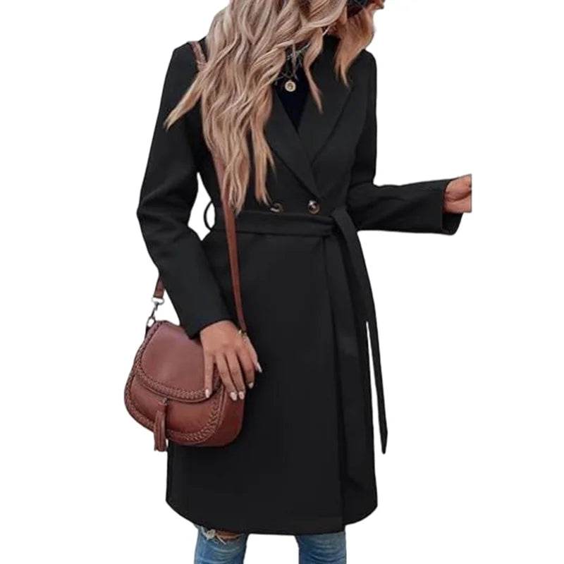 RVHSW Women's One Button Woolen Belt Coat - Elegant Streetwear Fall - Buy Center US