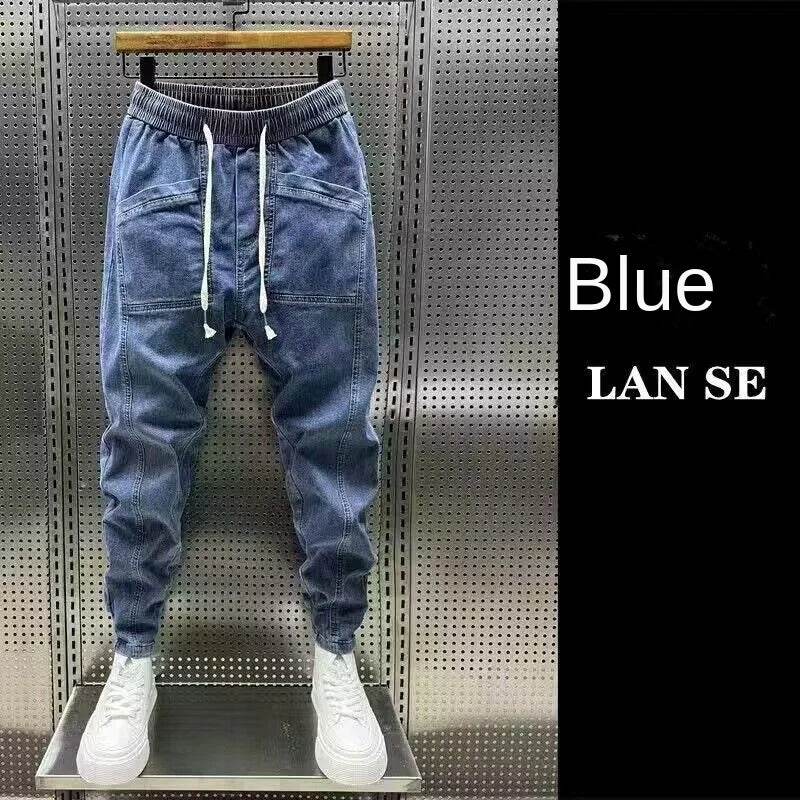 2024 Spring Autumn Men's Loose Drawstring Denim Jeans for Casual Wear - Buy Center US