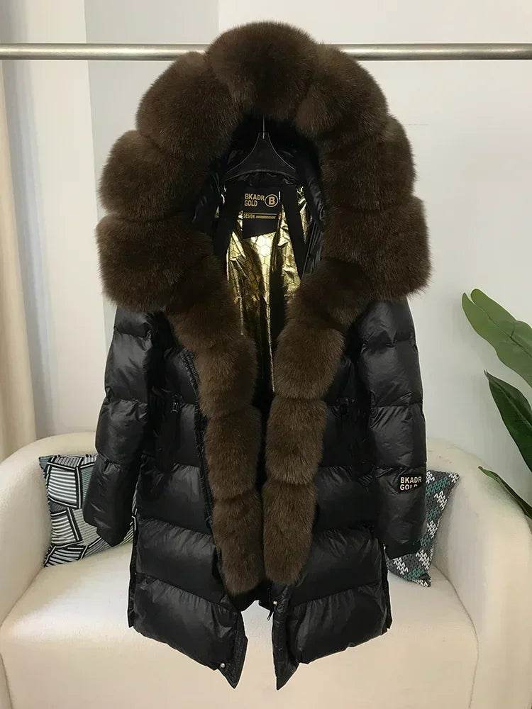 2023 Women’s Thick Winter Jacket - Real Fox Fur Collar, Hooded Design - Buy Center US