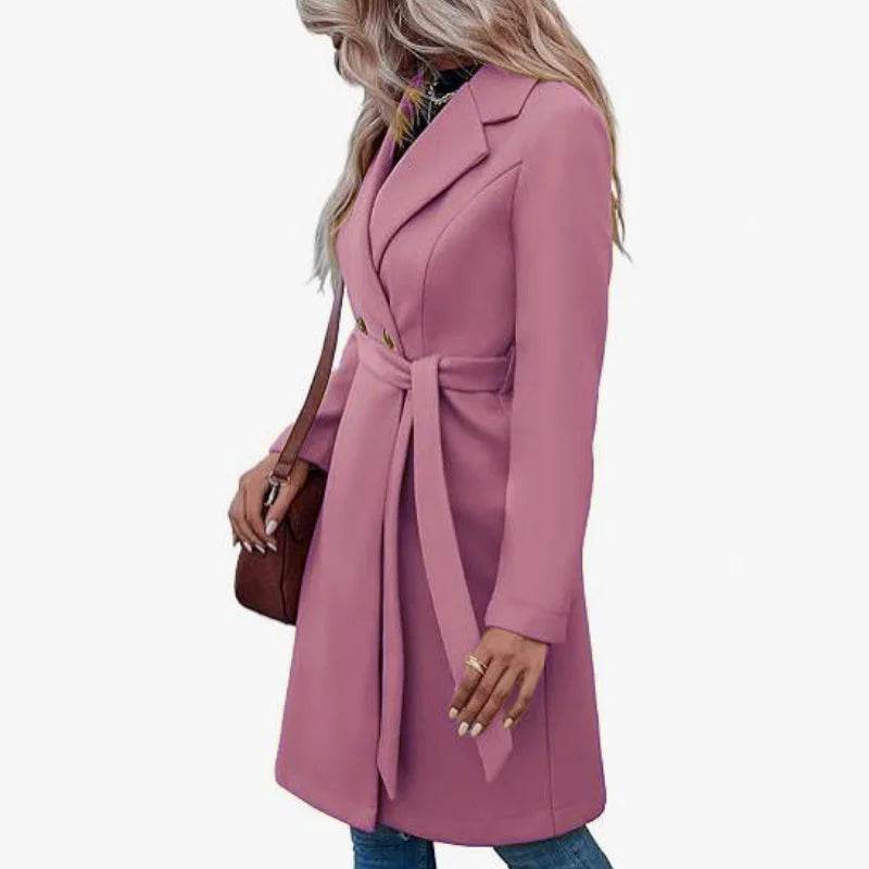 RVHSW Women's Wool Blend Coat - Double Breasted High Street Style - Buy Center US