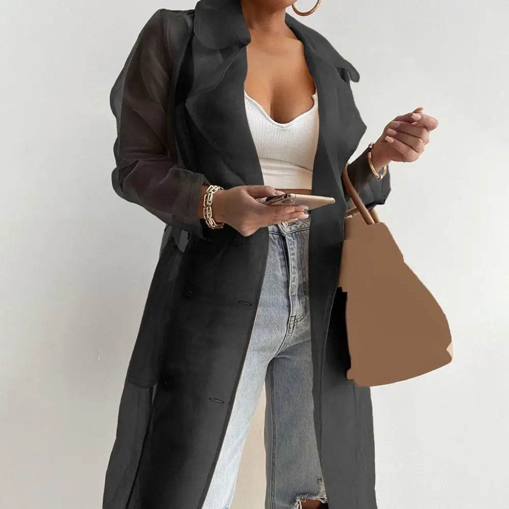 SANWOOD Women's Mesh Jacket - Puff Sleeve Long Summer Coat - Buy Center US
