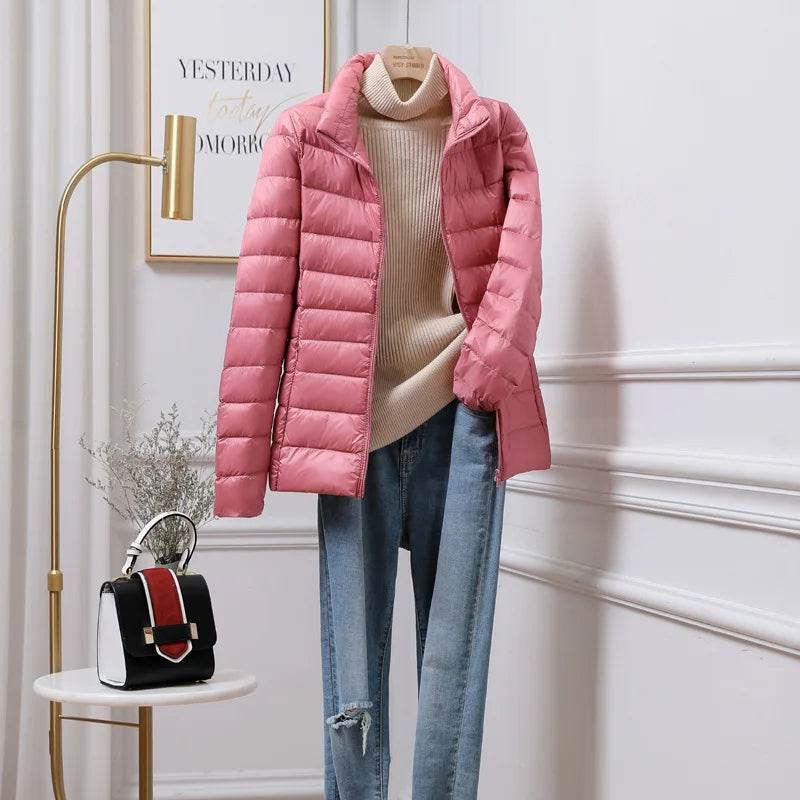 Ultralight Women’s Slim Fit Puffer Jacket - 15 Colors, Windproof Design - Buy Center US