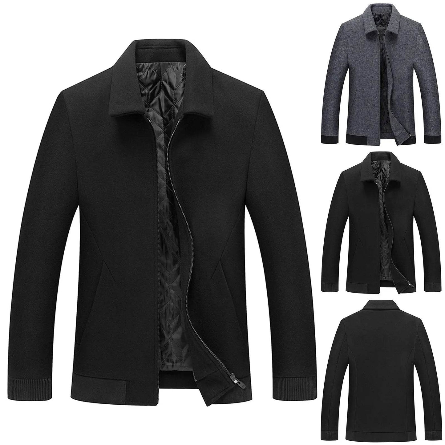 Men's Windbreaker Jacket - Casual Slim Fit Woolen Coat for Autumn - Buy Center US