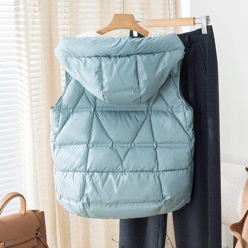 Women's Hooded Ultra Light Down Vest - Stylish Sleeveless Puffer Coat - Buy Center US