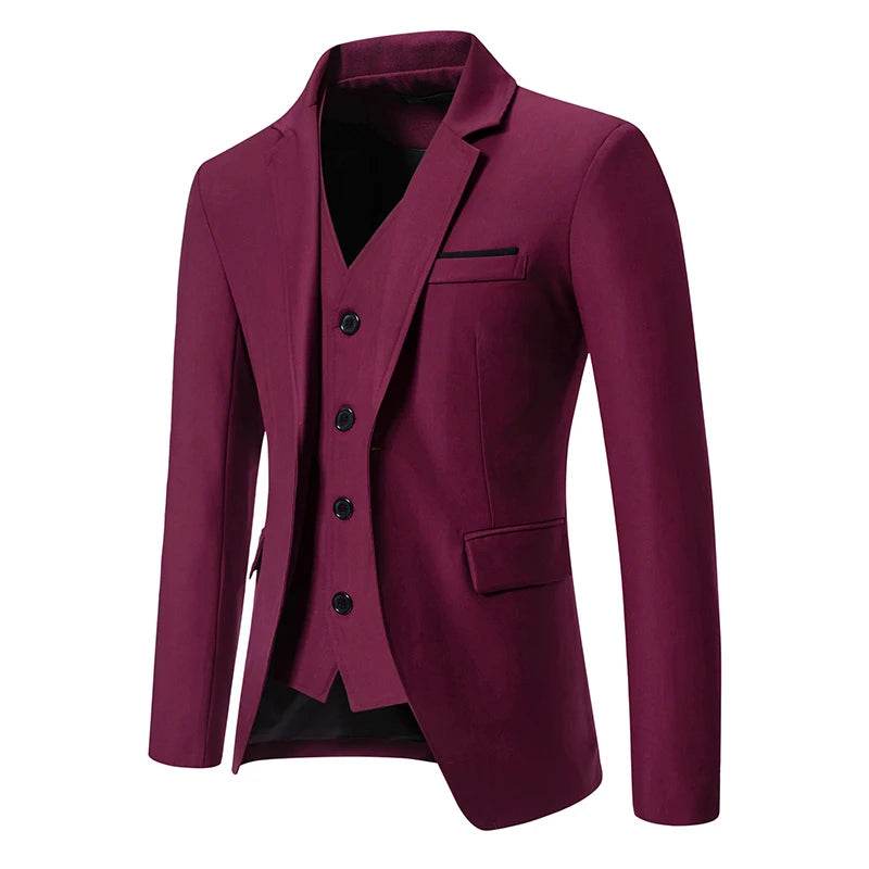 Men's Slim Fit Blazer - Comfortable Solid Color for Business & Casual Wear - Buy Center US