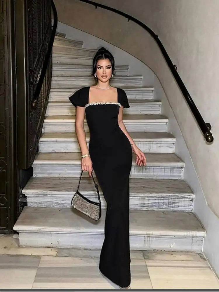 Hashupha Women's Diamonds Bandage Dress - Floor Length Bodycon Style - Buy Center US