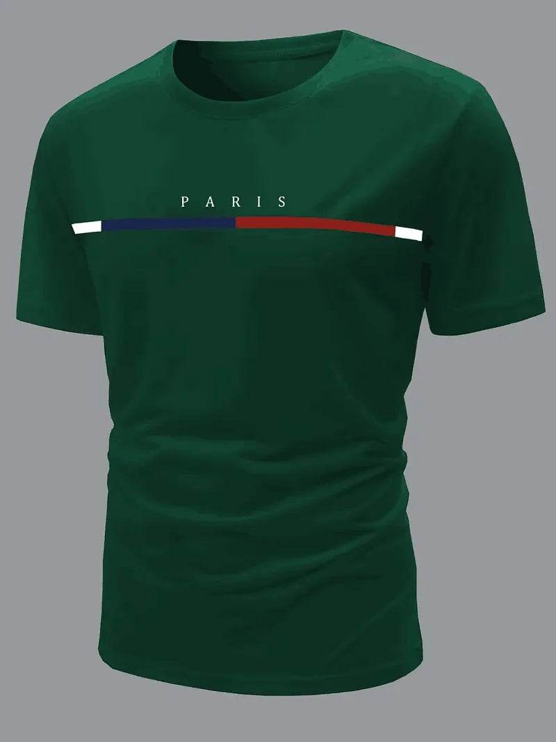 Men's Paris Pattern T-Shirt - Breathable Summer Casual Wear - Buy Center US