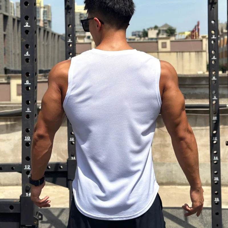 FITNESSTELE Men's Quick-Dry Sports Tank Top - Sleeveless Round Neck Vest - Buy Center US