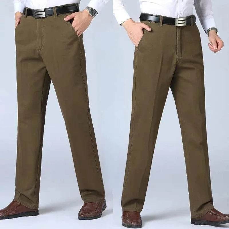 RIYBEOE Men's 100% Cotton Straight Suit Pants - Lightweight Casual Trousers - Buy Center US