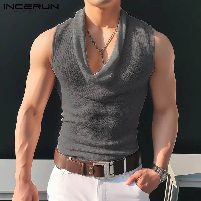 INCERUN Men’s Solid Color Sleeveless Tank Tops - Summer Streetwear S-5XL - Buy Center US