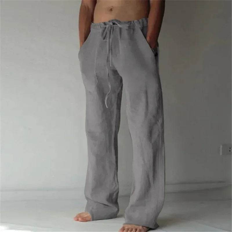 Men's Casual Cotton Linen Baggy Pants - Breathable Fitness Trousers - Buy Center US