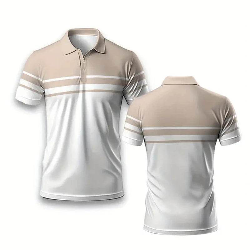 Men's Short Sleeve Polo Shirt - Casual Striped Sportswear for Summer - Buy Center US