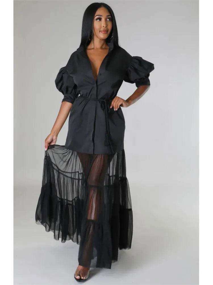 Elegant White Lace-Up Shirt Dress - Short Sleeve for Summer - Buy Center US