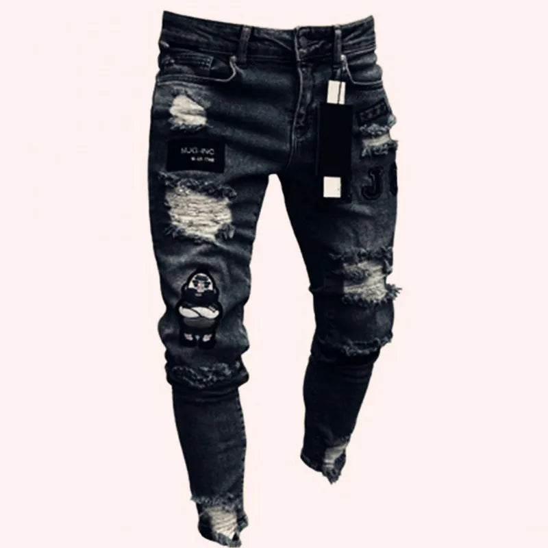 Men's Stretch Skinny Jeans - Grey Blue Black Hip Hop Denim Trousers - Buy Center US