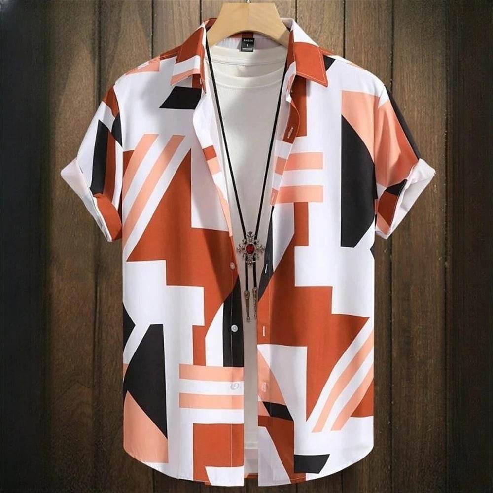 Casual Men's Hawaiian Shirts - 3D Patchwork Printing for Spring/Summer - Buy Center US