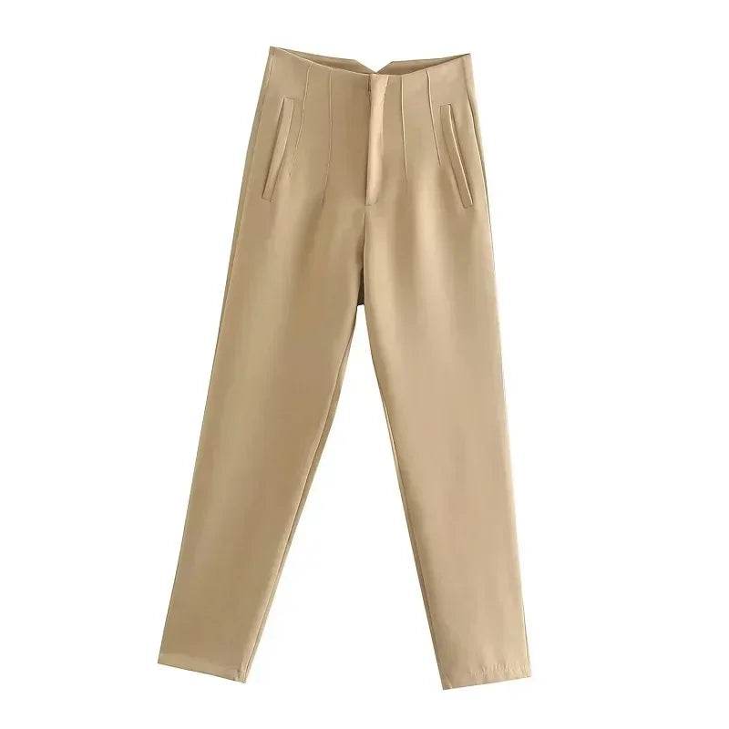 TRAF Women's High Waist Trousers - Formal & Casual Cropped Pants - Buy Center US