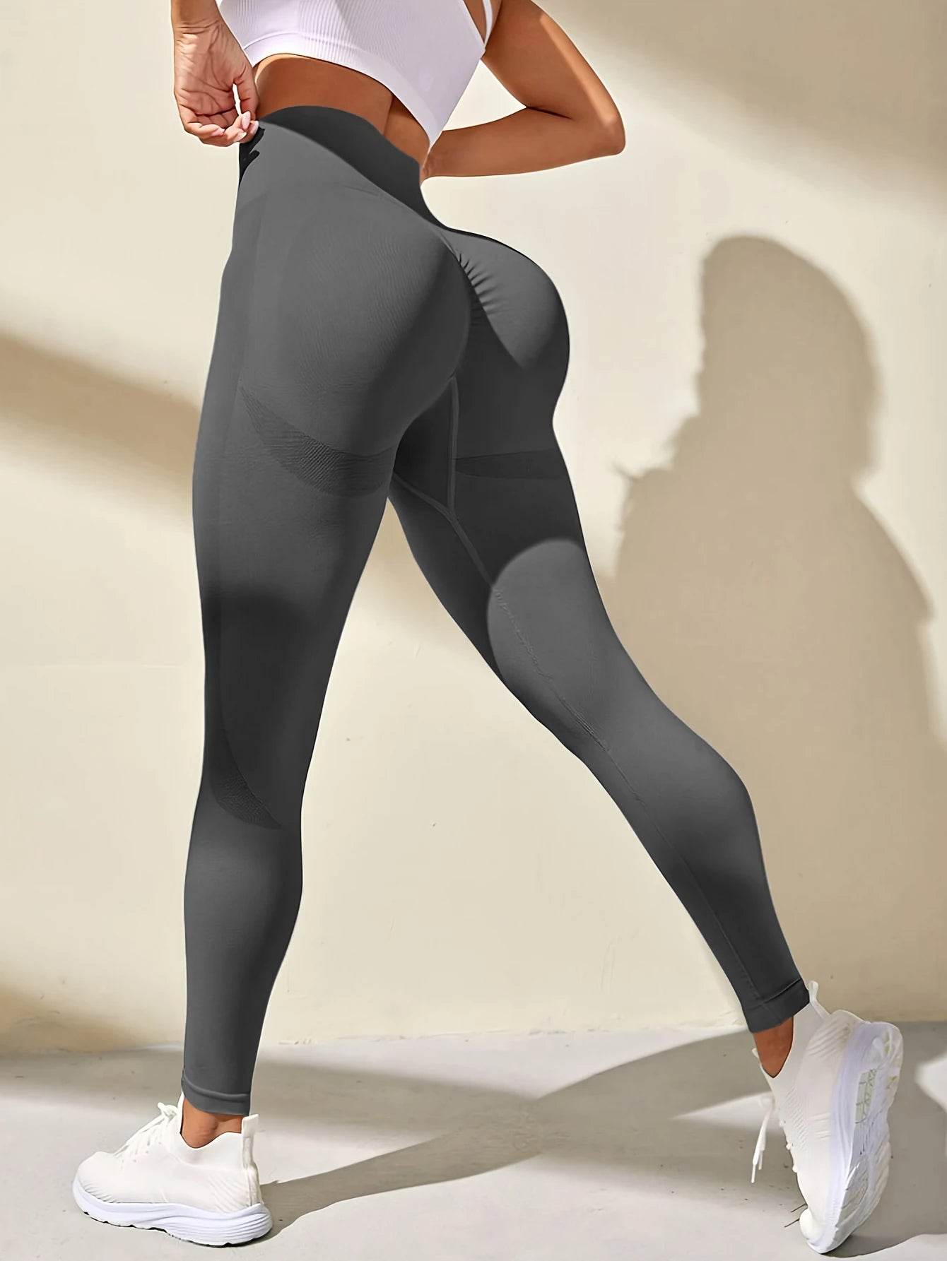 High Waist Seamless Yoga Pants - Peach Hip Lifting Cropped Fit - Buy Center US