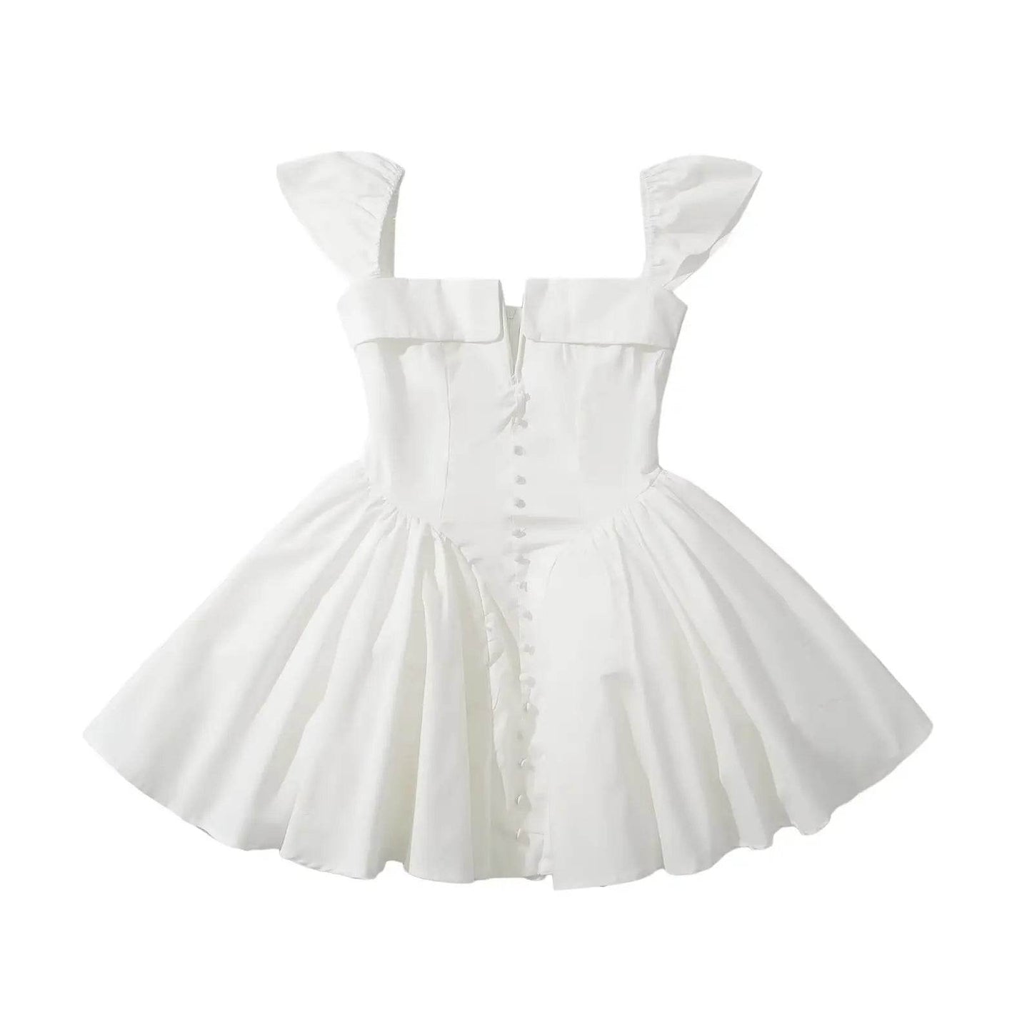 YENKYE White Mini Dress - Women’s Fit and Flare Summer Party Style - Buy Center US