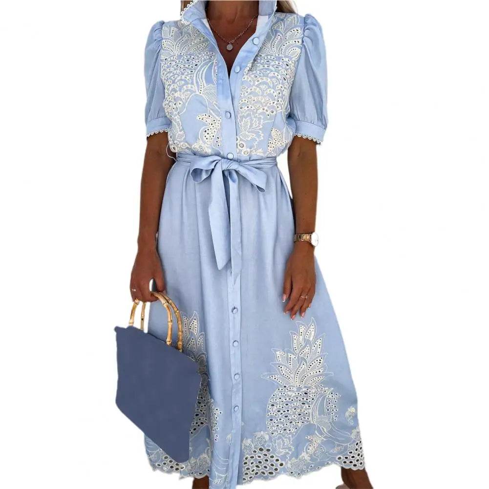 SANWOOD Women’s Summer Maxi Dress - Elegant Puff Sleeve, A-Line Style - Buy Center US
