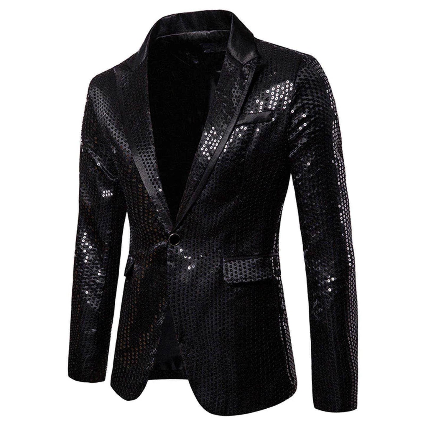 Shiny Shawl Collar Sequins Blazer Jacket for Men – Perfect for Night Clubs - Buy Center US