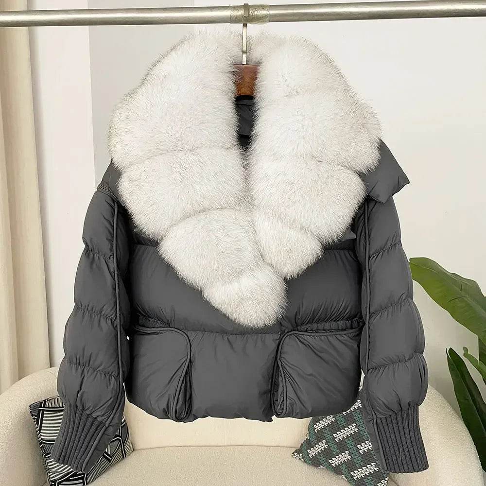 Women's Thick Warm Fox Fur Collar Coat - Casual Duck Down Jacket - Buy Center US