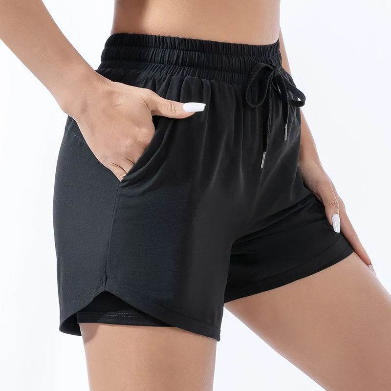 Women's High-Waisted Loose Sports Shorts - Fast Dry Yoga Fitness - Buy Center US