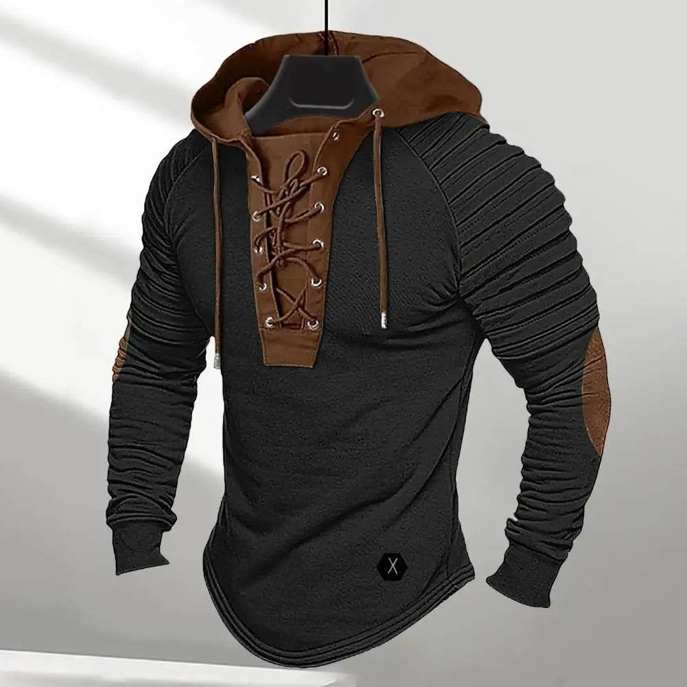 Men’s Spring Fall Colorblock Hoodie - Casual Long Sleeve Pullover Top - Buy Center US