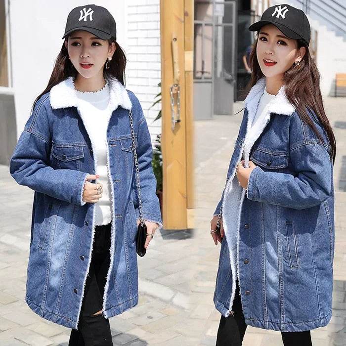 Kalenmos Women’s Denim Coat - Mid-Length Casual Maxi Jacket - Buy Center US
