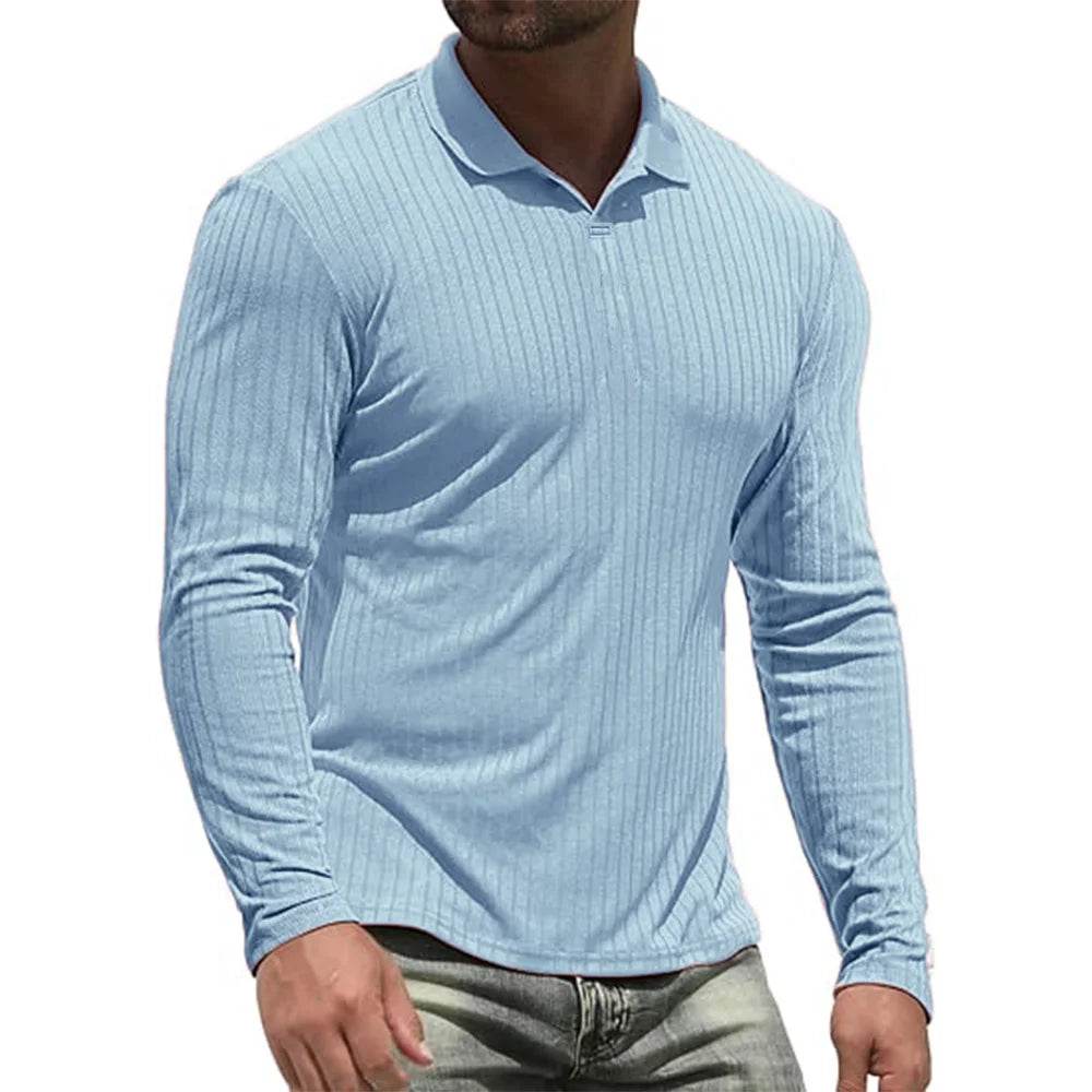 King Billion Men's Cotton Polo Shirt - Slim Fit V-Neck Long Sleeve Tees - Buy Center US