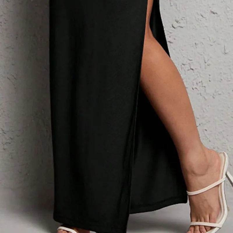 Lucyever High-Waisted Black Bodycon Skirt - Elegant Side Split Design - Buy Center US