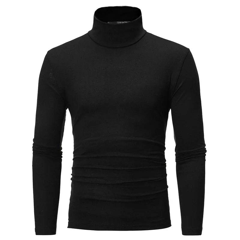 Bigsweety Men's Turtleneck Pullover - Solid Color Slim Fit for Spring - Buy Center US