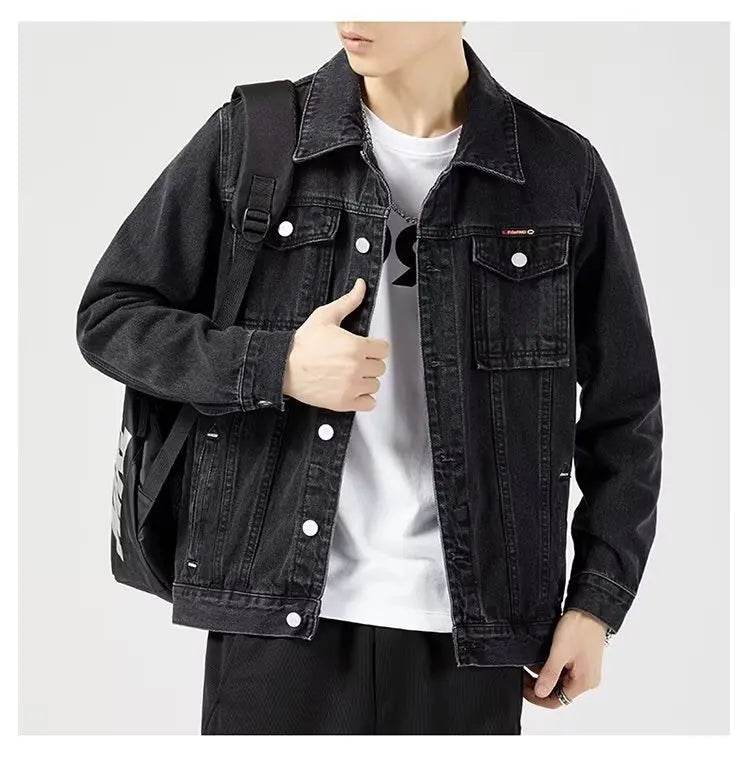 Hip-Hop Men's Denim Jacket - Casual Cotton Slim Fit Cowboy Style Coat - Buy Center US