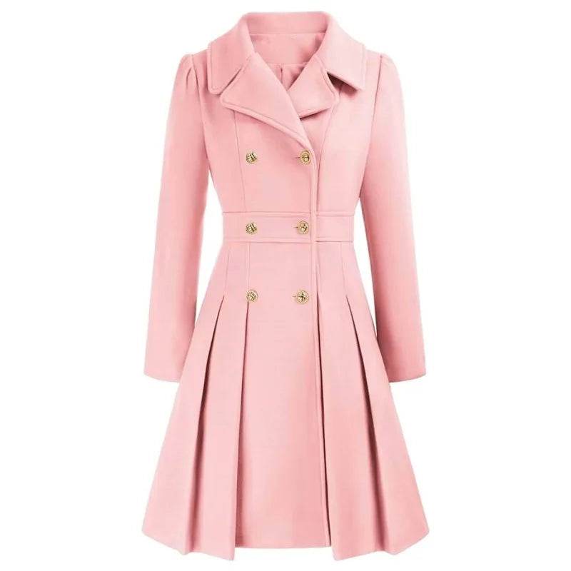 RVHS Women's Woolen Trench Coat - Double Breasted, Warm Streetwear - Buy Center US
