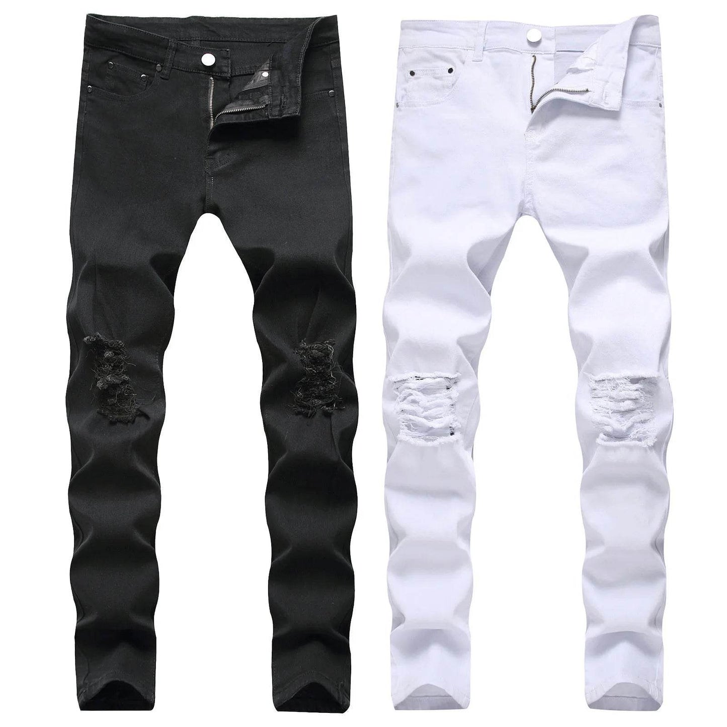 Stylish Skinny Ripped Jeans for Men - Lightweight Ankle-Length Denim - Buy Center US