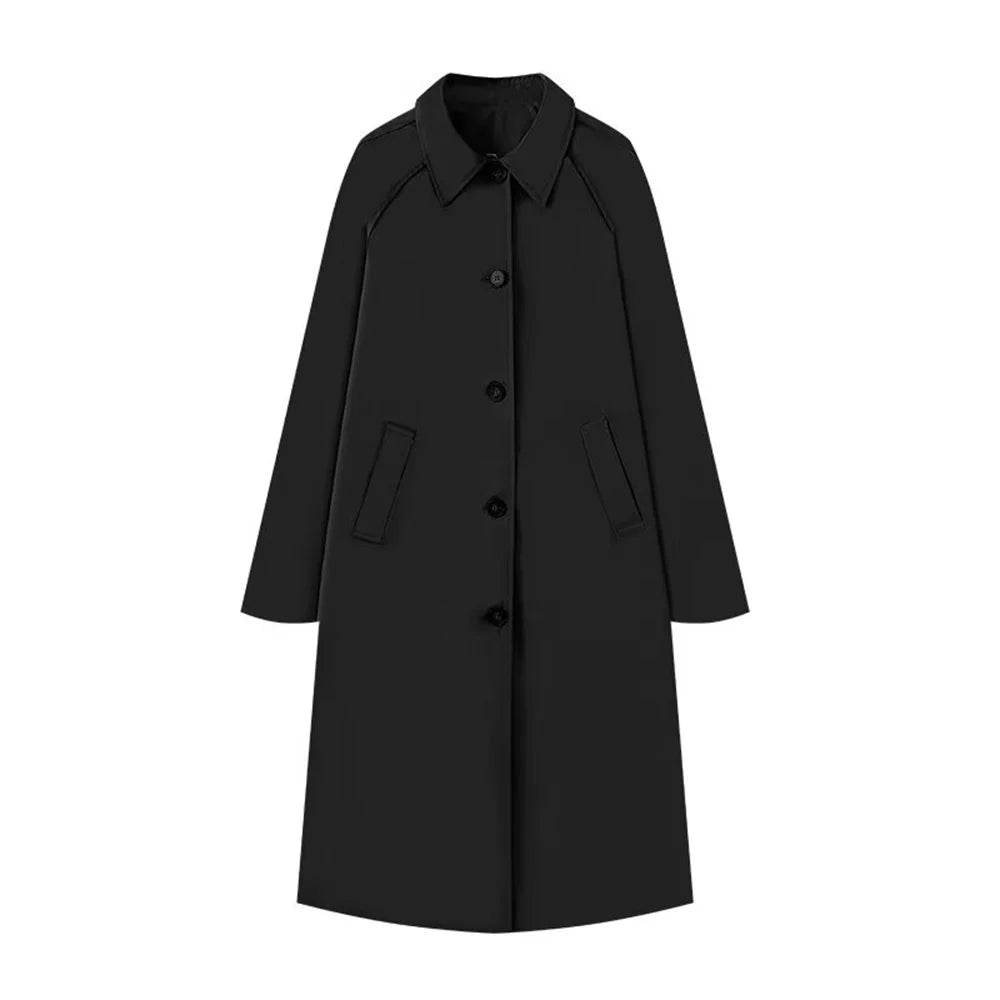 Zach Ailsa Women's Winter Trench Coat - Single Breasted, Long Sleeve - Buy Center US