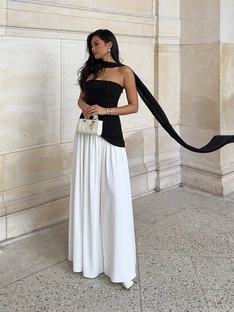 Elegant Women's V-neck Sling Maxi Dress - Backless & Pleated Design - Buy Center US