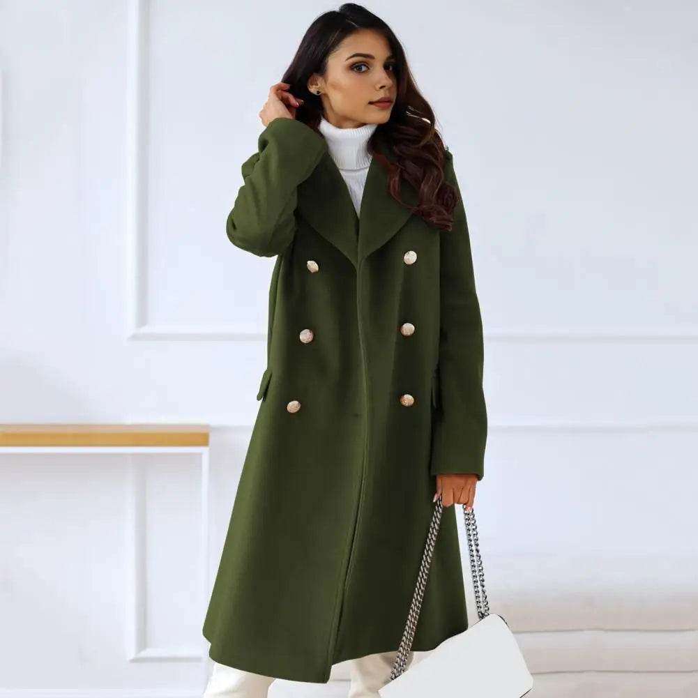 SANWOOD Women’s Double-Breasted Overcoat - Turn-Down Collar, Casual Style - Buy Center US