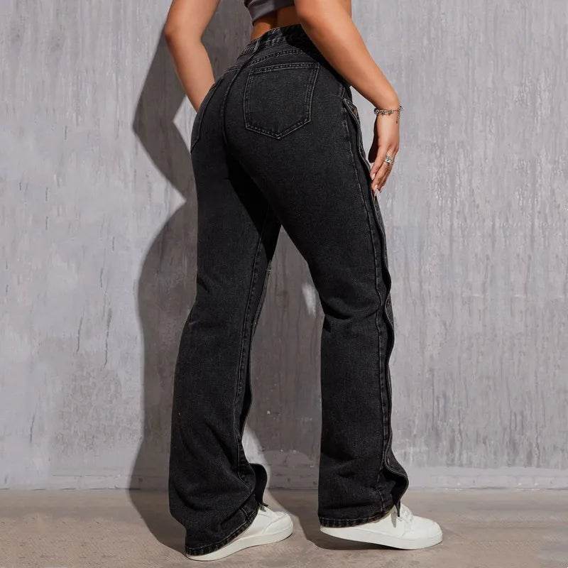 High Street Women’s Wide Leg Denim Pants - Cargo Cutout Style - Buy Center US