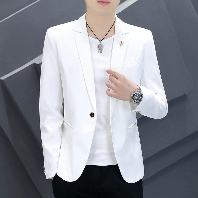 Trendy Men's Korean Slim Fit Pink Suit - Casual Coat for Spring & Autumn - Buy Center US