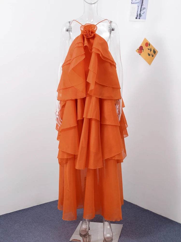 LLYGE Women's Beach Layer Ruffles Maxi Dress - Backless & Slim Fit - Buy Center US