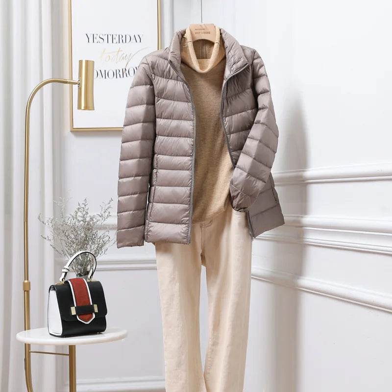 Ultralight Women’s Slim Fit Puffer Jacket - 15 Colors, Windproof Design - Buy Center US