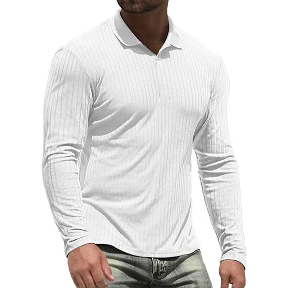 King Billion Men's Cotton Polo Shirt - Slim Fit V-Neck Long Sleeve Tees - Buy Center US